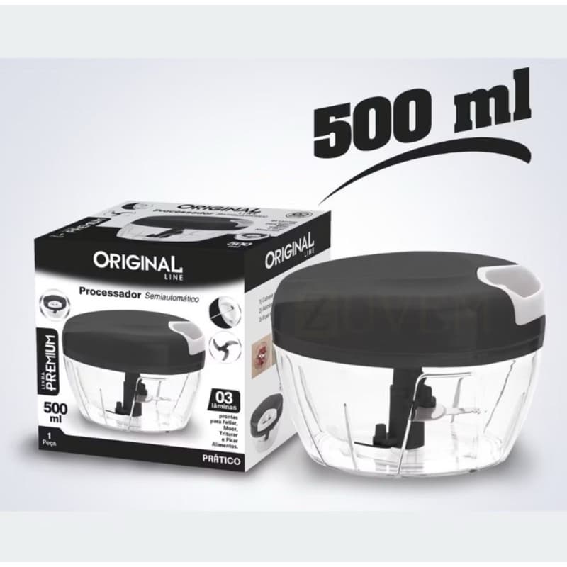 Processador  De Alimentos Manual Triturador de 500ML 3 lâminas