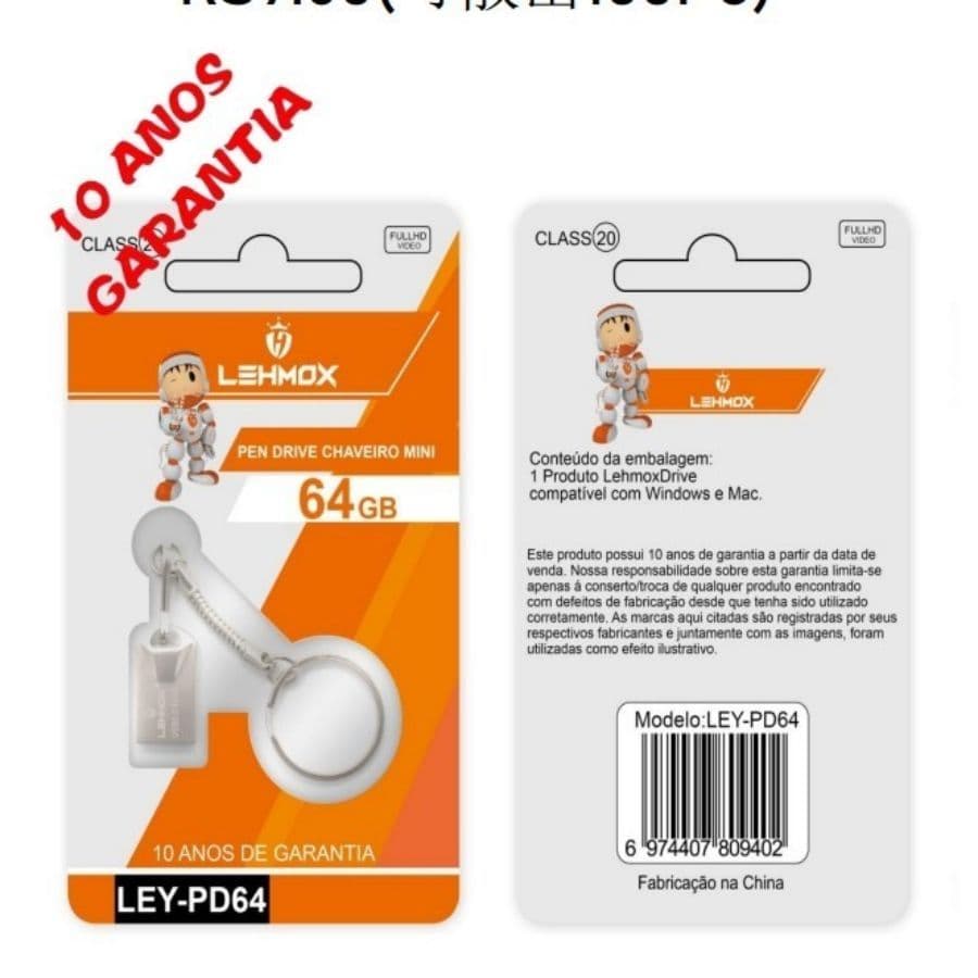 KIT 5 Mini Pendrive original 4GB/8GB/16GB/32GB/64GB/128GB Modelo Chaveiro Metal Usb 2.0