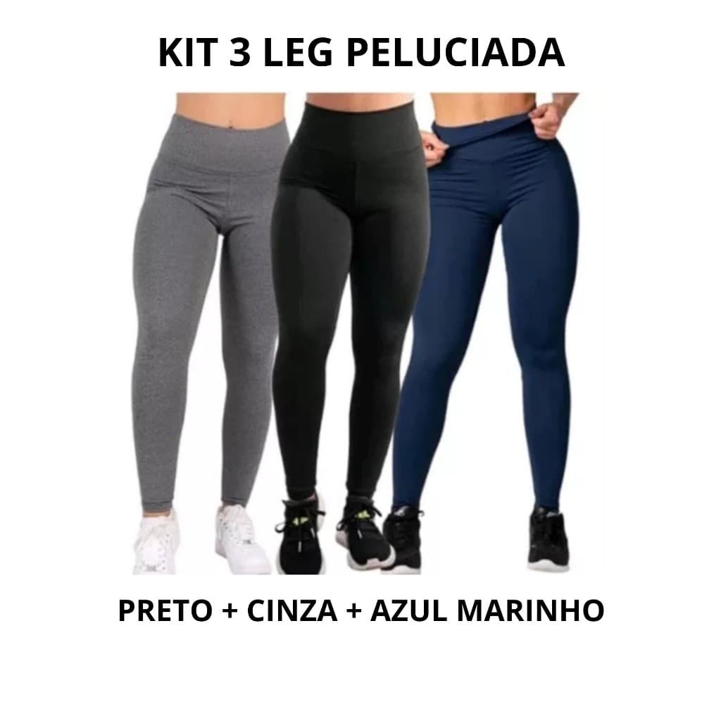 kit 3 calça legging flanelada peluciada feminina costura reforçada suplex