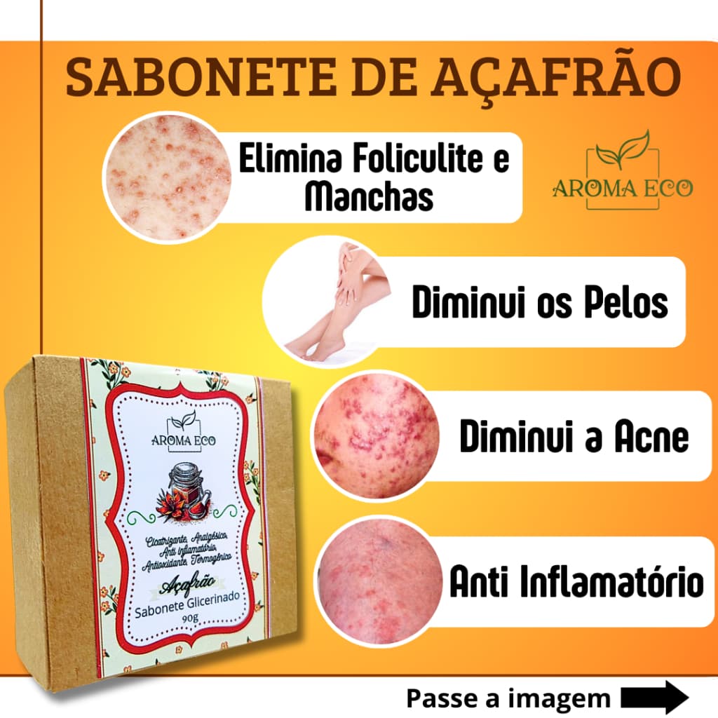 Sabonete de Açafrão para foliculite e depilador 90g - PREMIUM