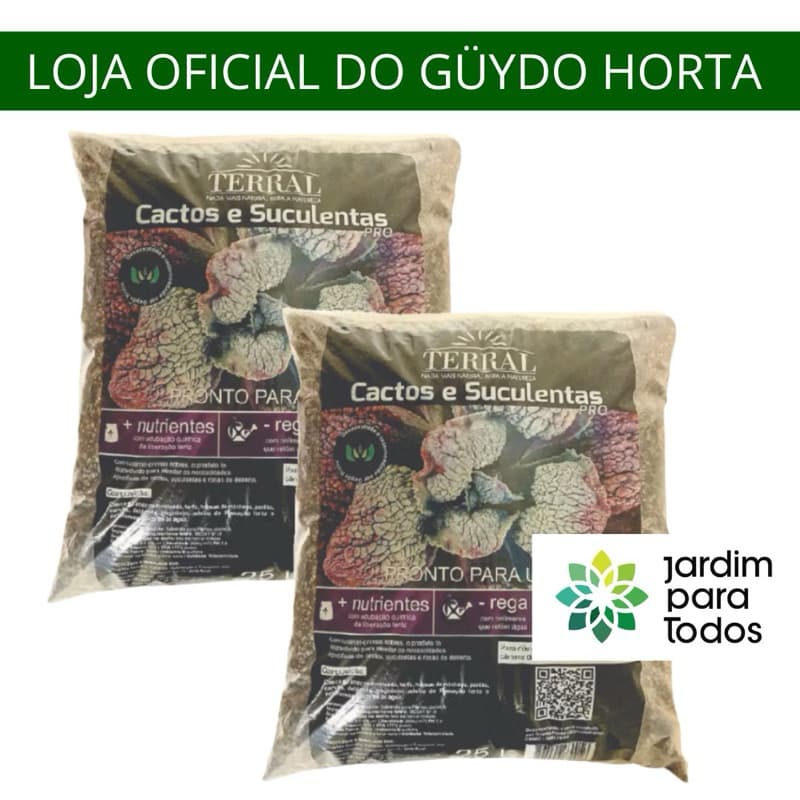 Kit 2 un Substrato Terral Para Cactos e Suculentas PRO 25l Guydo Horta