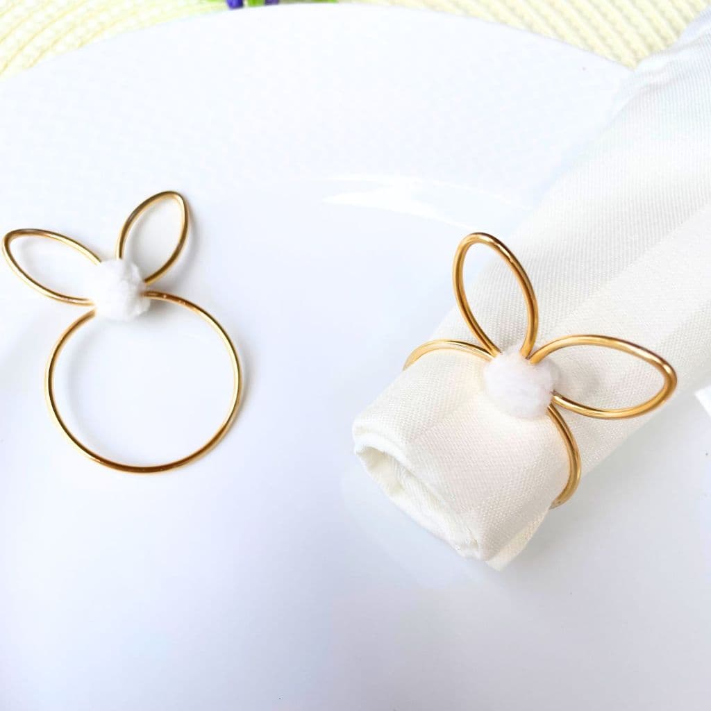 Kit 06 ou 12 Anel Porta Guardanapo Argola  Mesa Posta Páscoa Coelho Metalizado