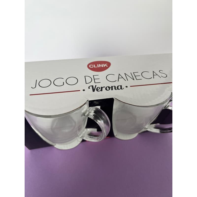 KIT 2 CANECAS TRANSPARENTES VIDRO 350ML CHA CAFÉ