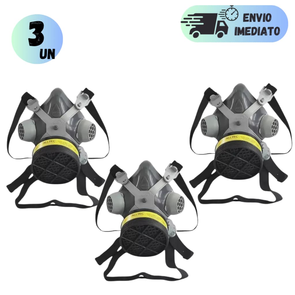 KIT 2/3 MASCARAS RESPIRADOR COM FILTRO VO+GA ALLTEC PARA PRODUTOS QUÍMICOS TINTA PÓ DE MADEIRA ALLTEC