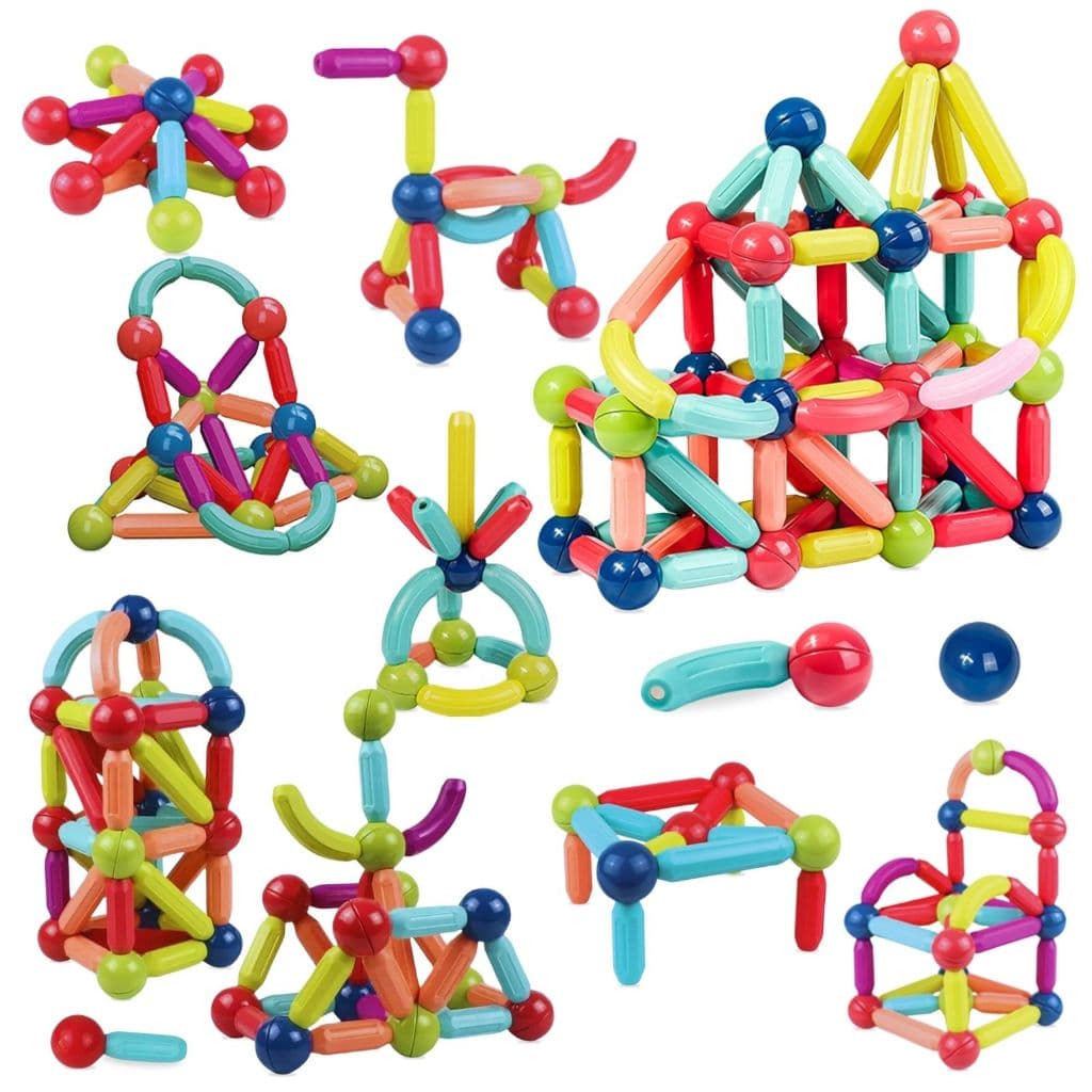 Blocos de Montar Magnéticos Bastões Brinquedo Infantil 138 Peças