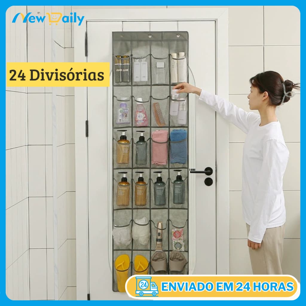 Multiplas Divisórias Organizador Vertical Sapateira de Porta Multiuso Sapato Chinelo Suspenso OG-32-ND