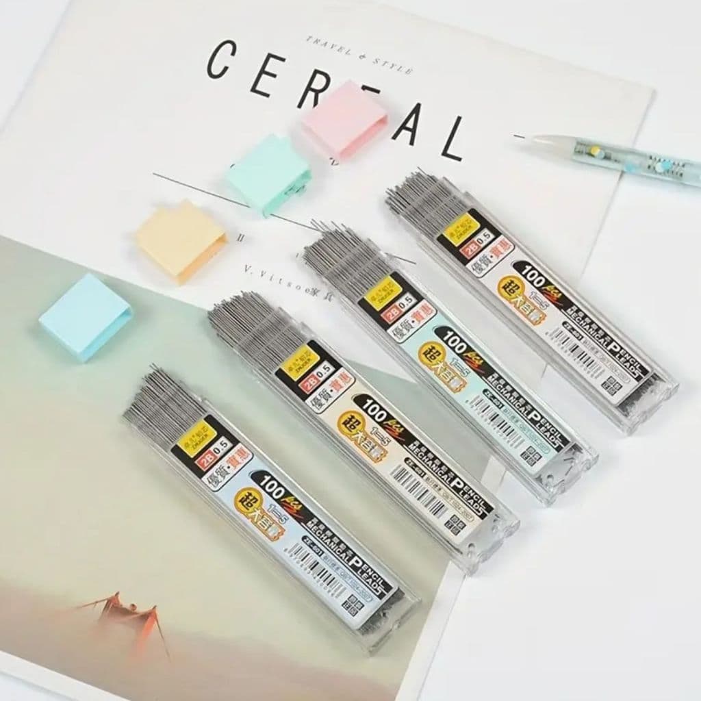 Caixa 12 Tubos de Grafite Lapiseira Refil Grafite 0.5/0.7/0.9/2.0mm Lapiseira HB Grafite Escolar