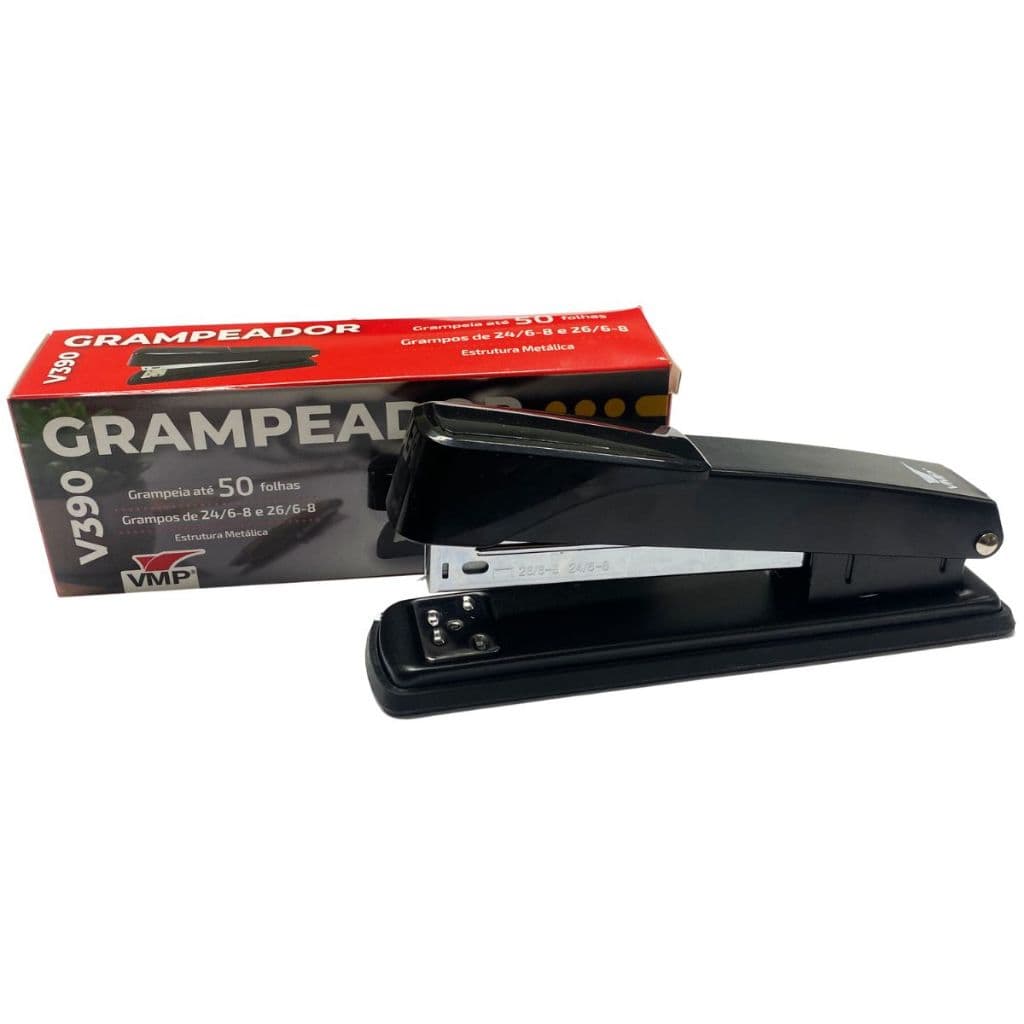Grampeador de Papel Grande Grampeador Escritório Profissional 20/50 Páginas Preto Grampos de Papel