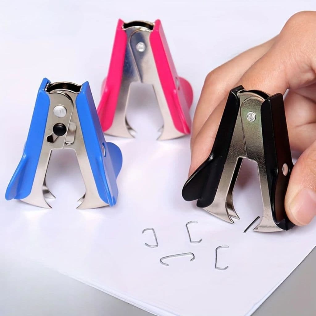 Extrator de Grampos Tipo Piranha V301 Folhas Papel Escritório Escolar Pequeno Preto