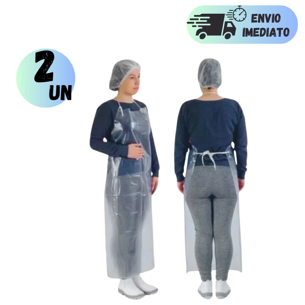 KIT 2 UNIDADES AVENTAL TRANSPARENTE DE VINIL COZINHA 1,20 x 70cm IMPERMEÁVEL LIMPEZA AÇOGUEIRO