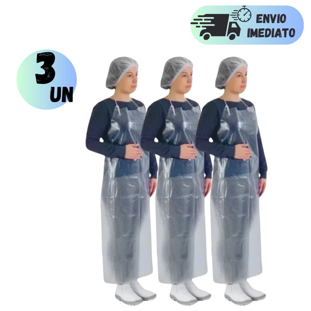 KIT 2 OU 3 AVENTAL TRANSPARENTE DE VINIL 1,20 x 70cm COZINHA IMPERMEÁVEL LIMPEZA AÇOGUEIRO LONGO ADULTO