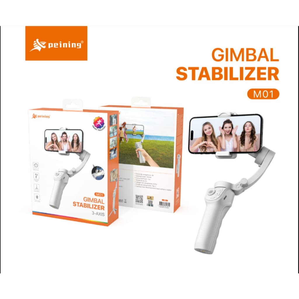 Gimbal Estabilizador PEI-M01 3 Eixos com Seguimento Inteligente para Celular e DSLR