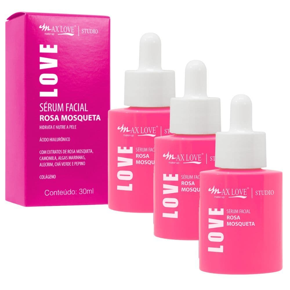 Kit c/ 3 Sérum Facial Rosa Mosqueta Max Love