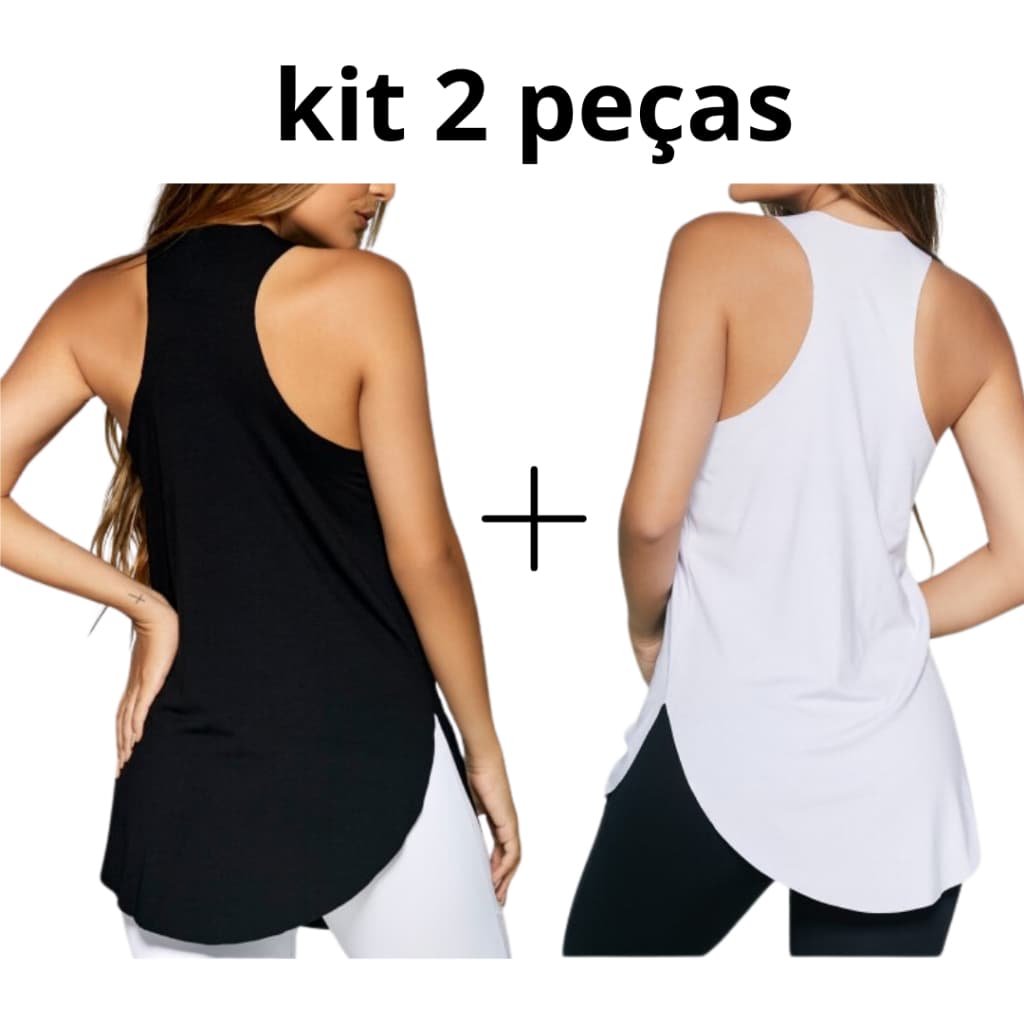 kit 2 regatas fitness básica tapa bumbum crossfit academia beach tennis