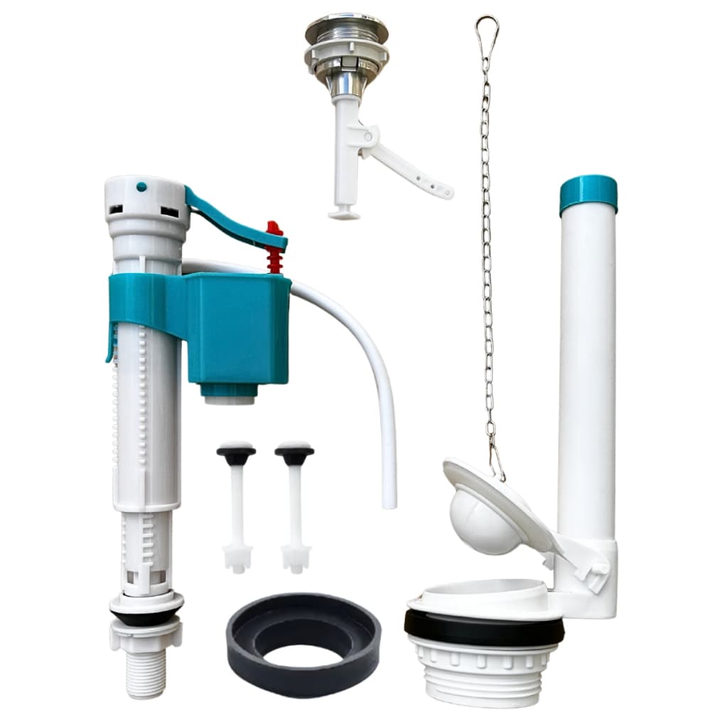 KIT MECANISMO COMPLETO UNIVERSAL DESCARGA SIMPLES CAIXA ACOPLADA COM BOTAO DE ACIONAMENTO SUPERIOR