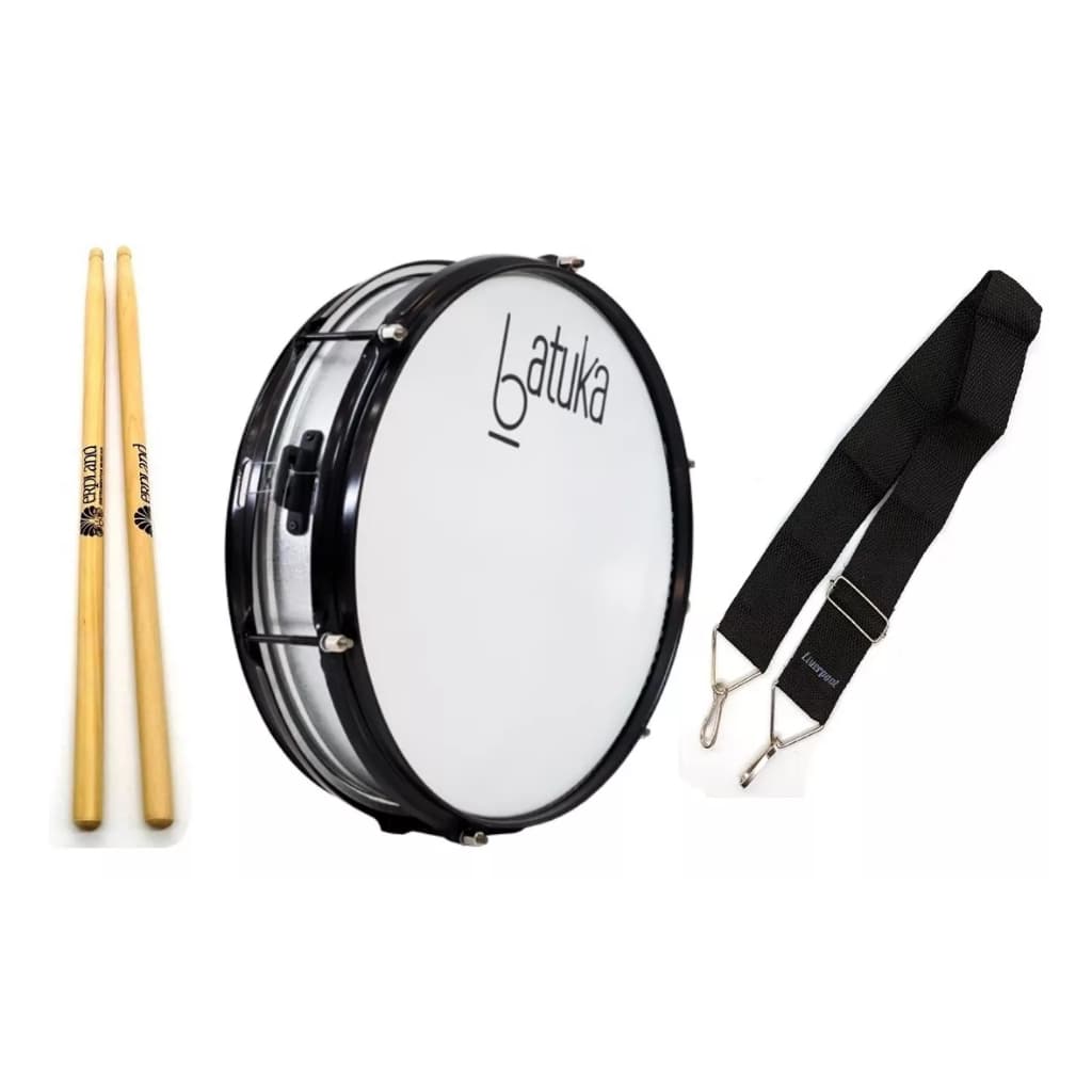 Tarol 12 Polegadas 12x10 Luen Batuk + Talabate 2g + Baquetas Casco Aluminizado