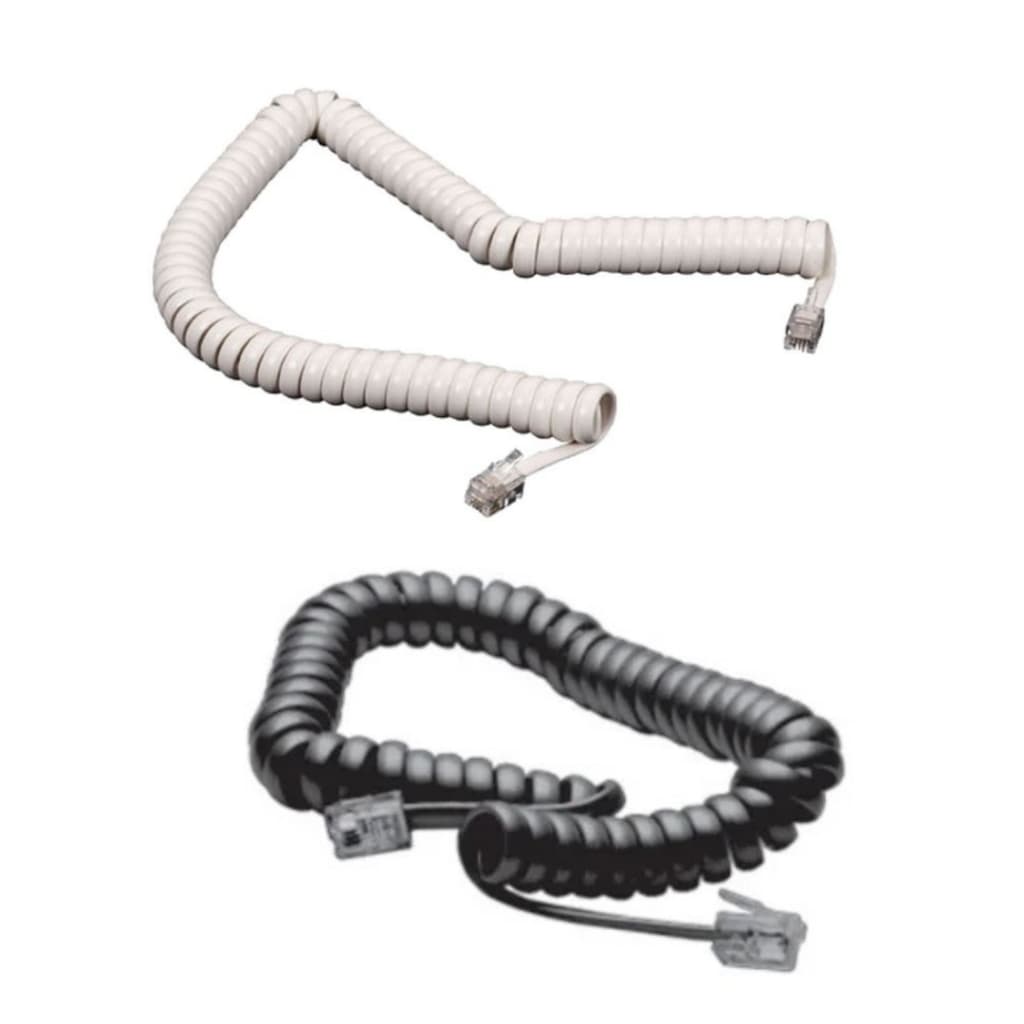 Extensão Monofone Espiral RJ12 2mts Interneed Branco e Preto Escritório Telefone Cabos Call Center Casa