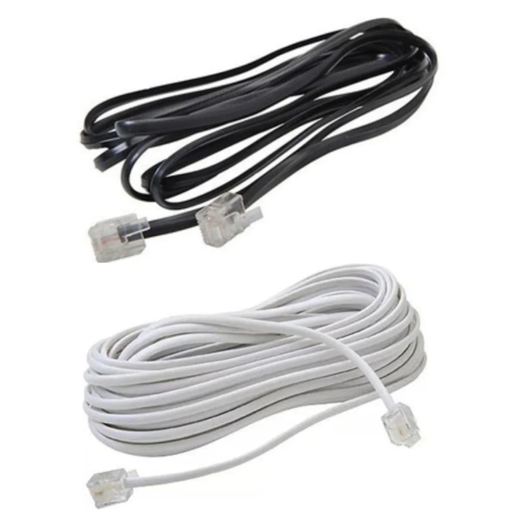 Extensão de Telefone Lisa Interneed 1,5mts Interneed Branco e Preto Escritório Telefone Cabos Call Center Casa