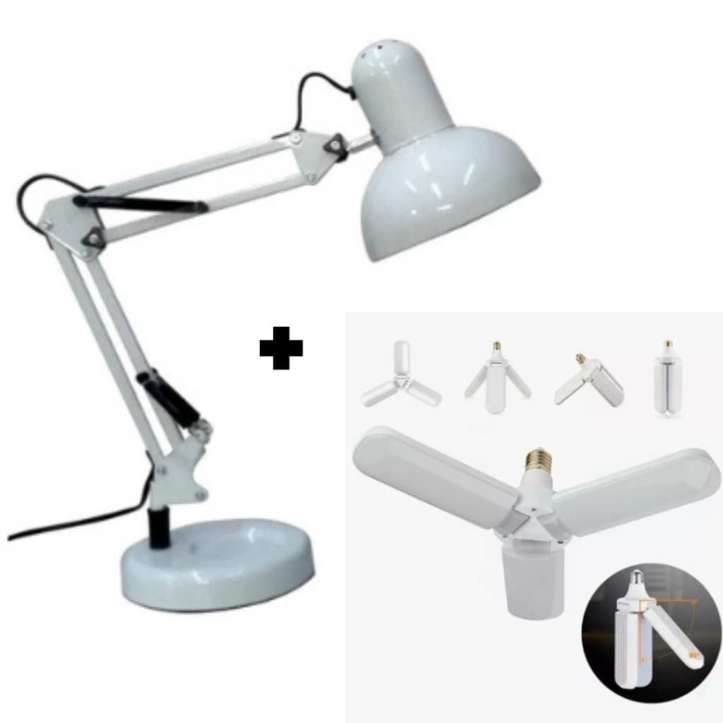 KIT Luminária Pixar Artigulada + Lampada Pétala 45w Super Branca Manicure AA