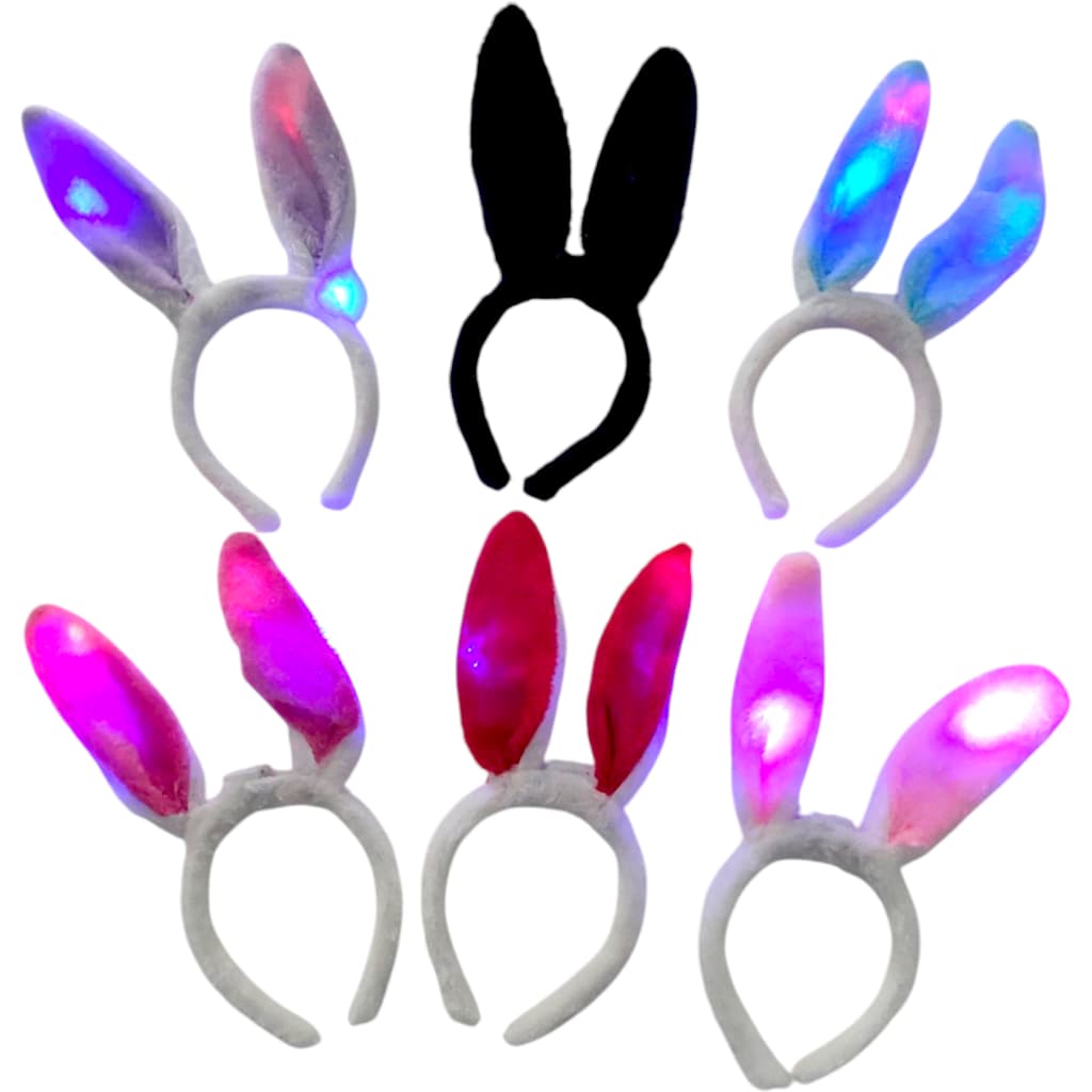 Tiara Coelho Pisca Pisca Led  Festa Carnaval Coelhinha Fantasia Aniversário Halloween Balada