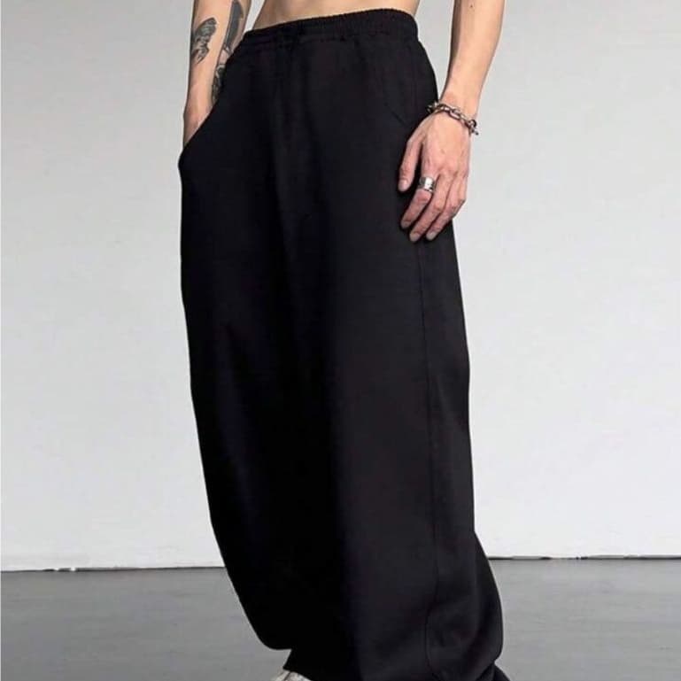 Calça Cargo Baggy Larga Moletom Liso Masculina Despojada Confortável Casual Forrada Streetwear