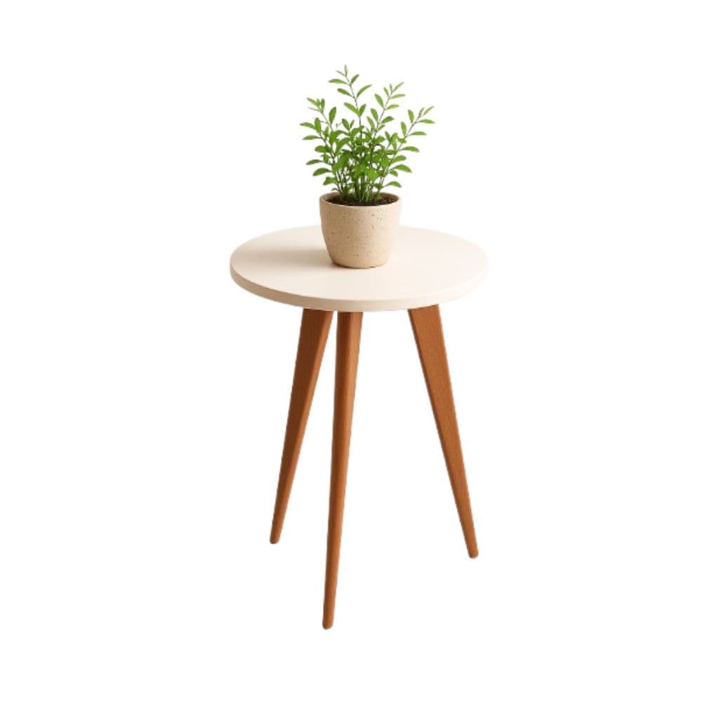 Mesa de Apoio Redonda Mesa Lateral de MDF Pés Palito Madeira