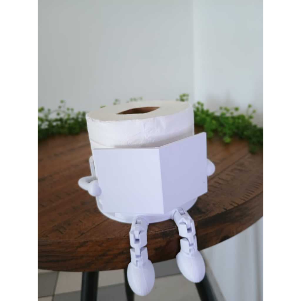 Suporte para papel higienico leitor com perninhas articuladas decorativo banheiro