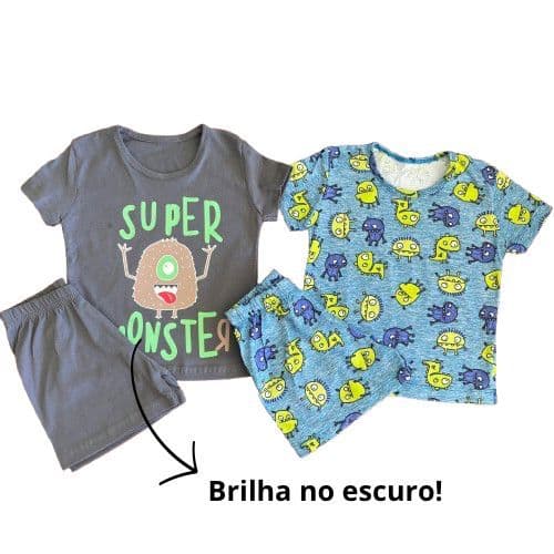 Kit 2 Pijama Infantil Menino Curto verão sortidos 1 ao 14