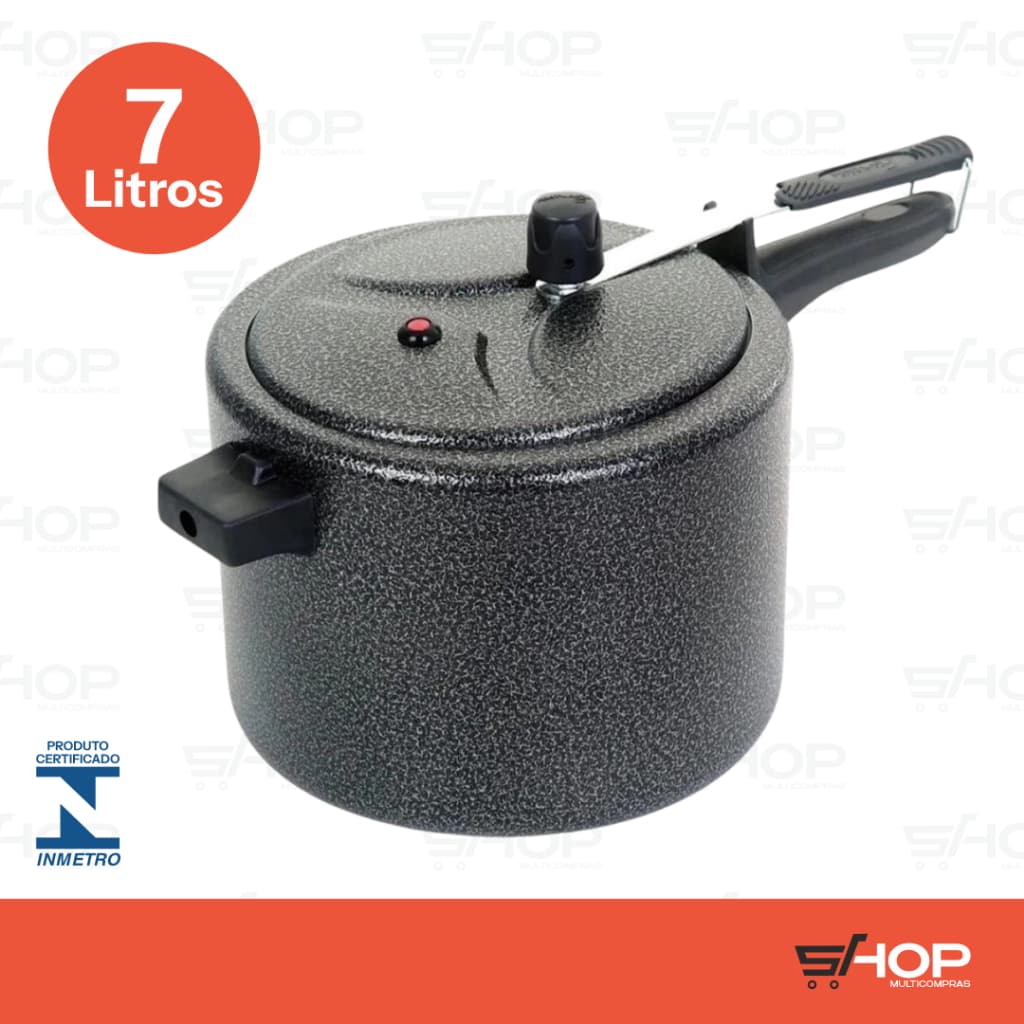 Panela de Pressão 7 Litros ASJ Preta Craqueada Envio Imediato