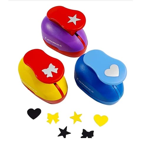 Kit 3 Cortador Perfurador Furador De Papel e E.V.A - 16mm - 1,6cm - ESTRELA - CORAÇÃO - LAÇO