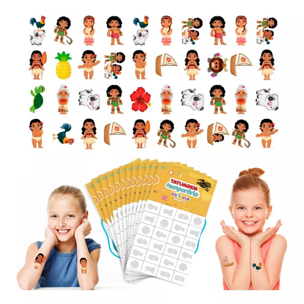 32/160/256 Tatuagem Infantil Temporária Moana Praia Havaiana Menina Criança Festa