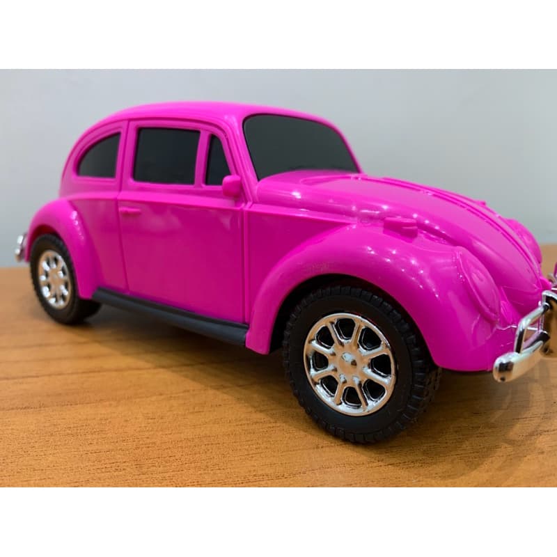 Carro Fusca Rosa - Carrinho de Coleçao - Carro Rosa Miniatura Brinquedo Retrô - 22 cm