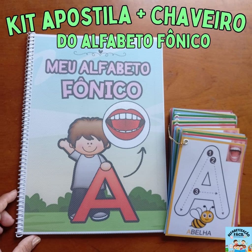 Kit de Alfabetização  : Apostila alfabeto Fônico + Chaveiro do alfabeto fônico!