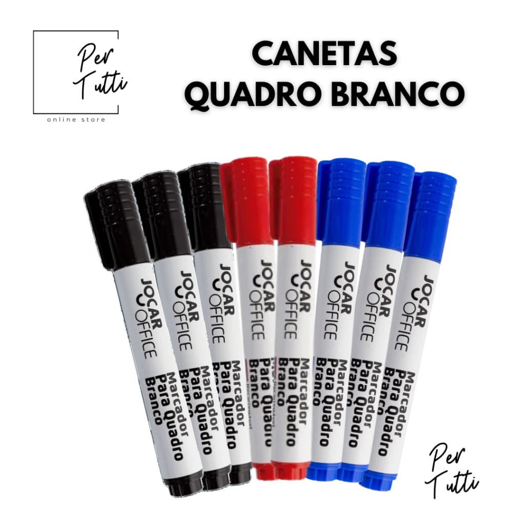 Caneta Para Quadro Branco Pincel Marcador Quadro Branco  Azul Preto e Vermelho