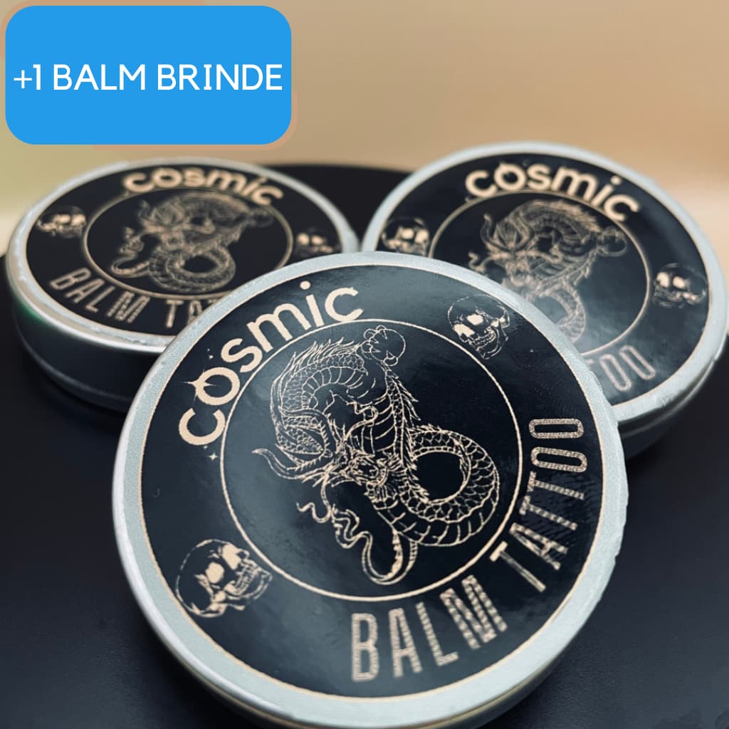 Kit 3 Pomadas Hidratante Tattoo Restaurador 100% Natural Essência de Laranja Doce + Brinde | Balm Tatuagem Cosmic