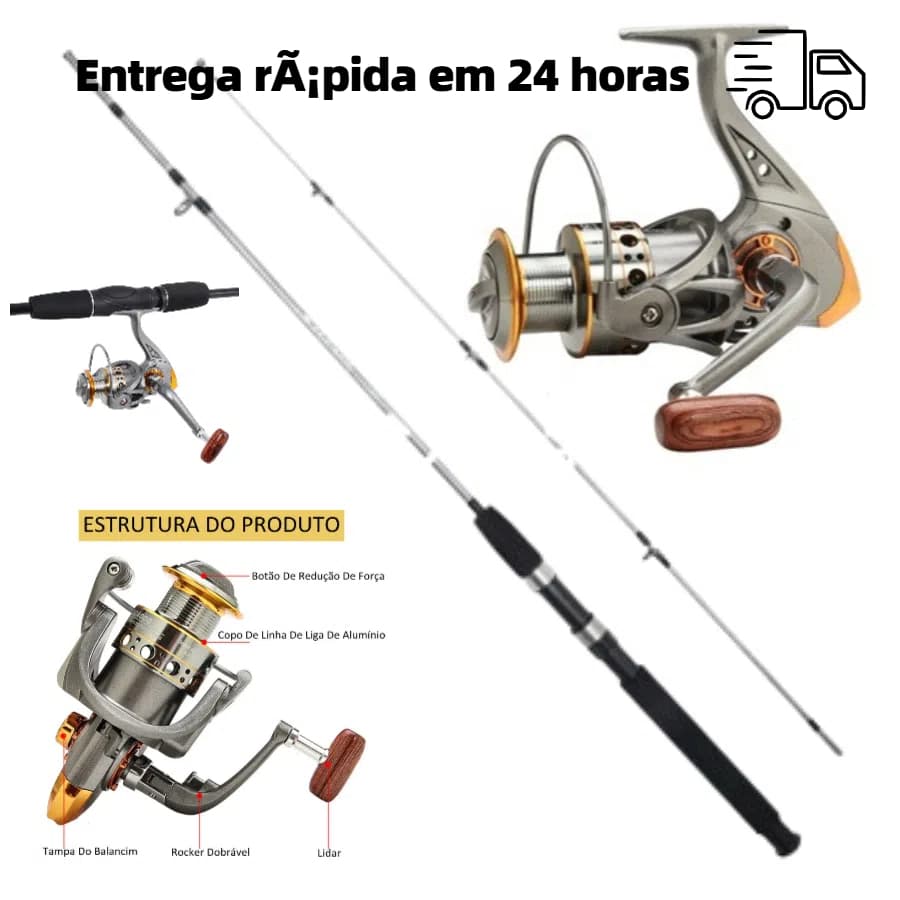 vara de pesca Joyfox  Vara Molinete1,8m + Carretel Molinete Dc7000 12+1 Rolamentos