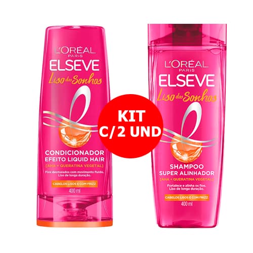 KIT ELSEVE LISO DOS SONHOS C/1 SHAMPOO 400ML + 1 CONDICIONADOR 400ML