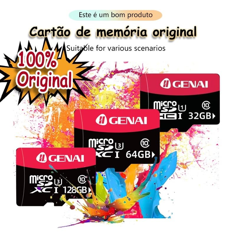 Original Genai MicroSD Card 32GB/64GB/128GB - UHS-I Class 10, 81MB/s Read, 25MB/s Write