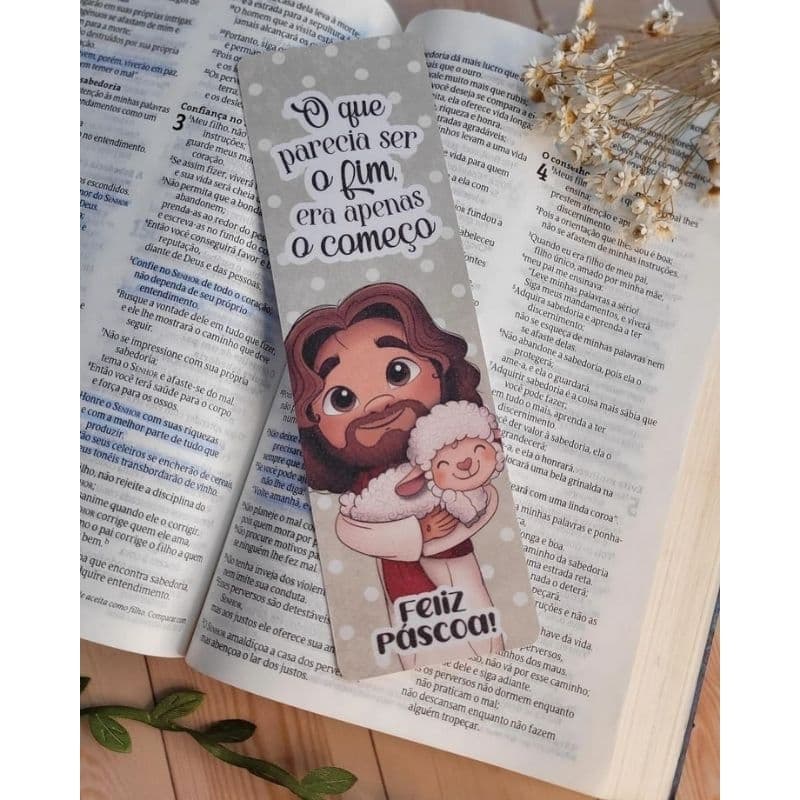 Marca-Página Cristão de Páscoa - Lembrancinha Religiosa PRONTA ENTREGA