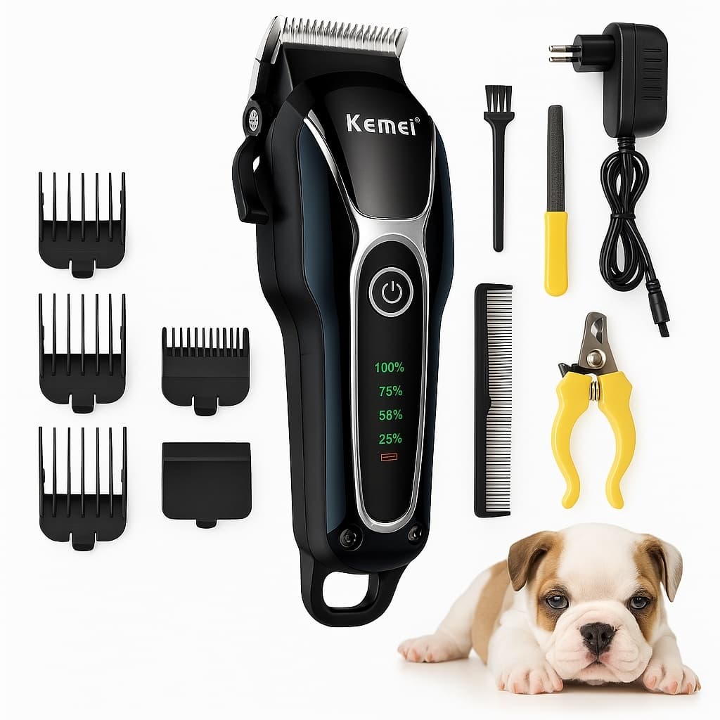 Maquininha de Tosar Removedor Aparador Cortar Pelos Pet Cães Gatos Maquina Profissional Kemei Km1991