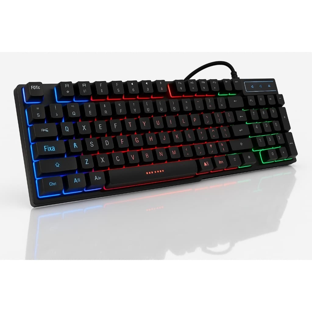 Teclado Gamer Semi Mecânico Com Led Rgb Usb Português/BR Pc Ps4