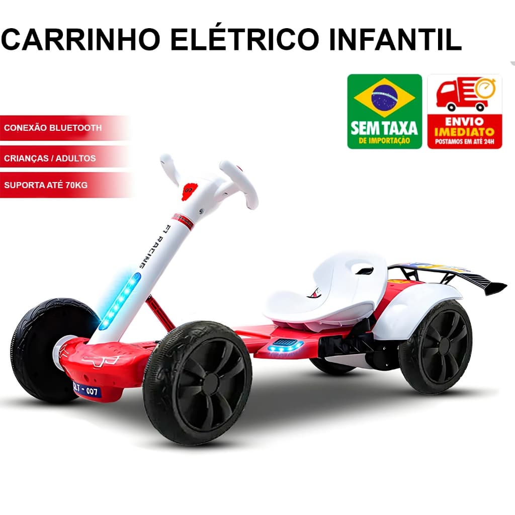 Mini Carro Elétrico Infantil Conect Kart Suporta 25Kg Com Luzes