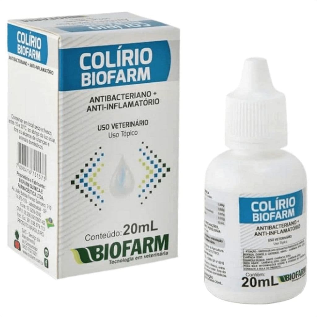 Colírio Para Cães e Gatos Biofarm 20ml Infecções Oculares