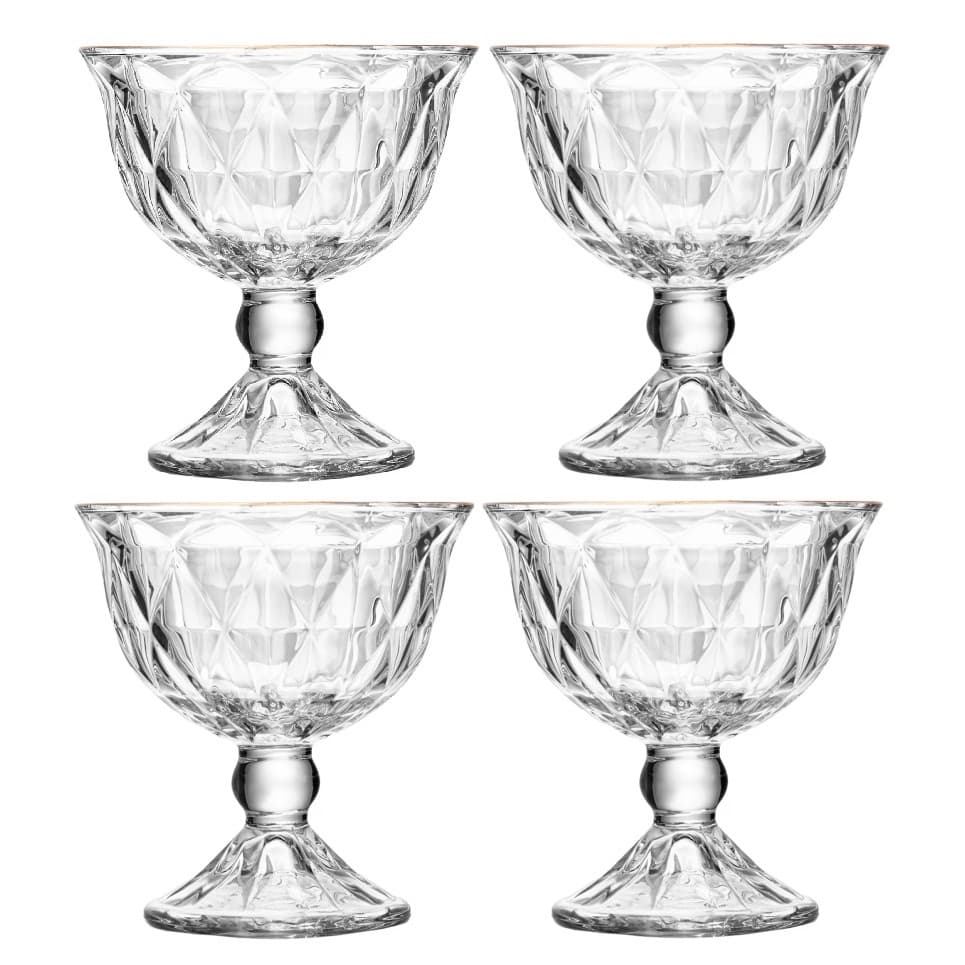 Kit com 6 Taças para Sobremesa Diamond Fio de Ouro 180ml Cristal Ecológico - Lyor