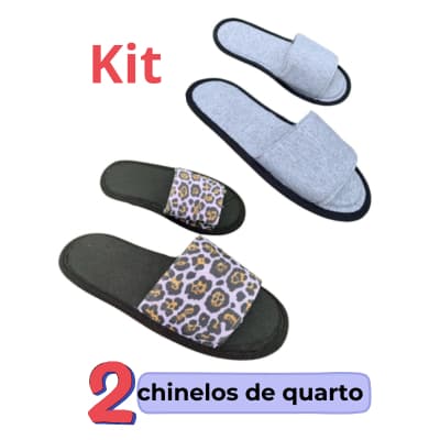 Kit 2 Chinelo de Quarto Unissex Sola Antiderrapante Pantufa Feminina Slide Confortavél