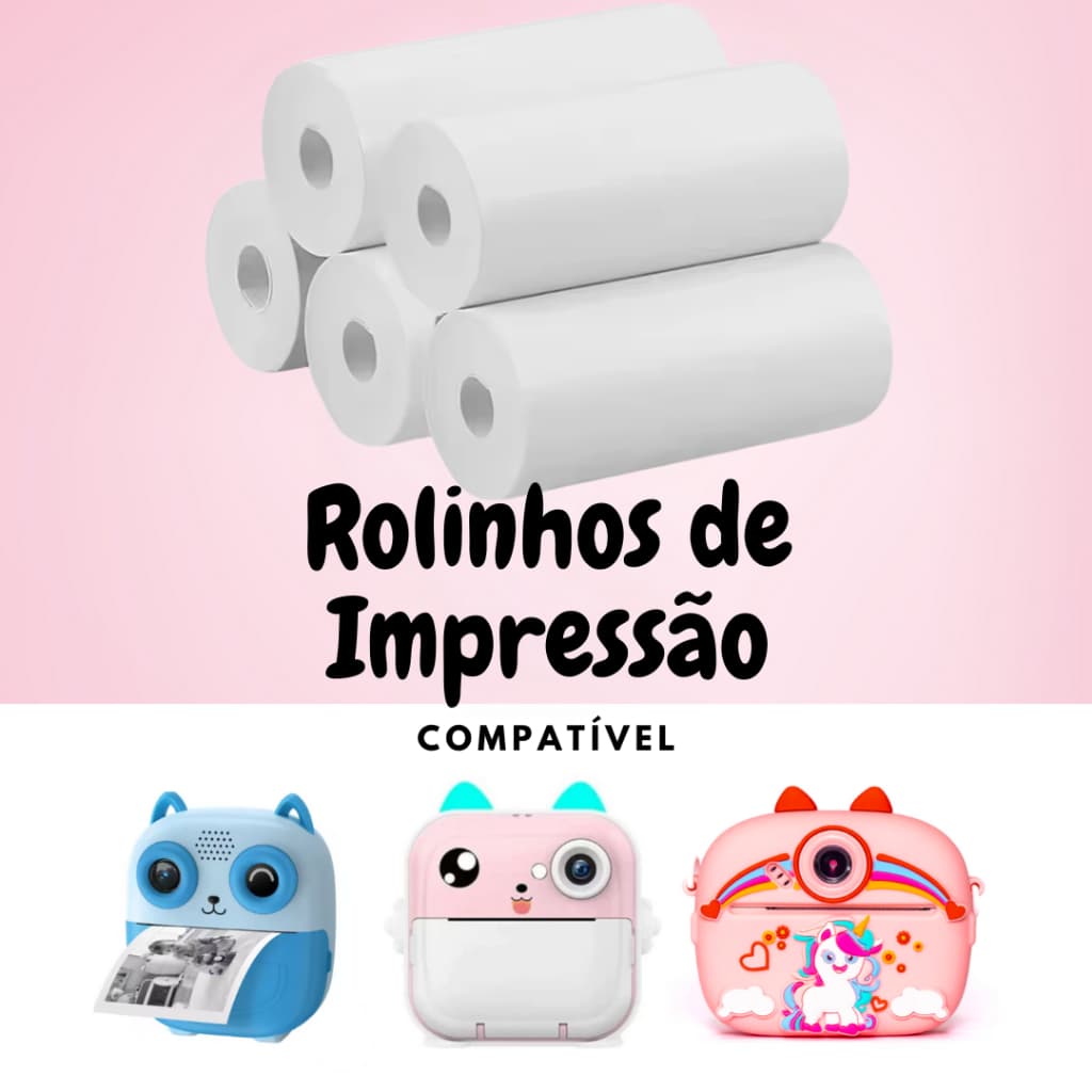Bobina Térmica para Câmera Infantil que Imprime na Hora 57mm - Até 60 Fotos por Rolo