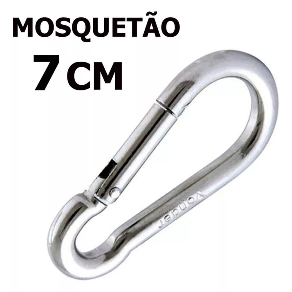 Kit 7 Mosquetão Aço Carbono 7cm 7x70 Trava Simples Academia Suporta 180kg