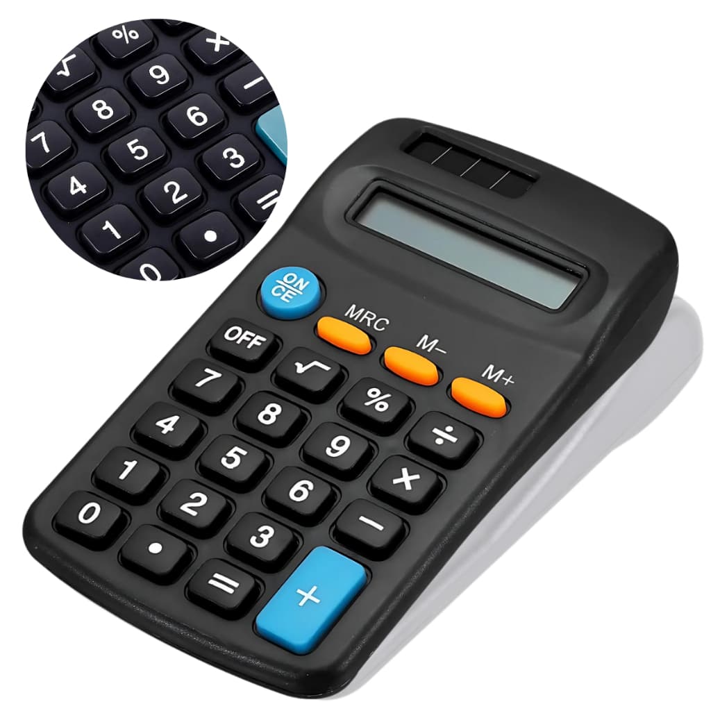 Calculadora Portátil De Bolso Preta 8 Digitos Multi Função