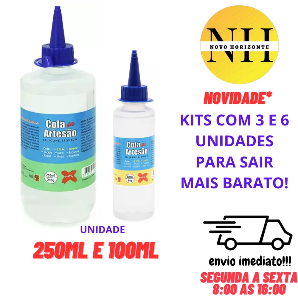 Cola do Artesão para Isopor Tecido Papel EVA Vidro Madeira Espuma Metal Make+ Tamanhos