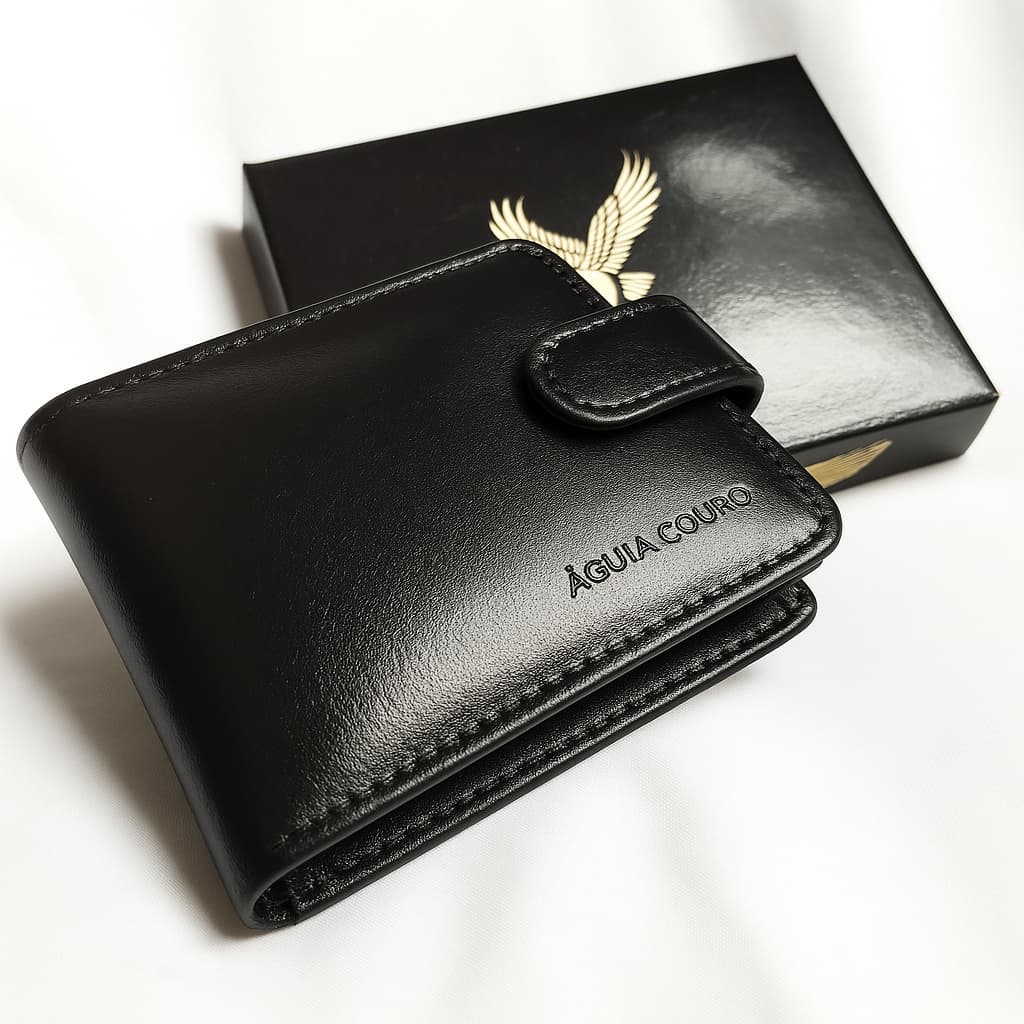 Carteira Masculina Couro 100% Legitimo Premium Com Fecho Completo com porta cartão